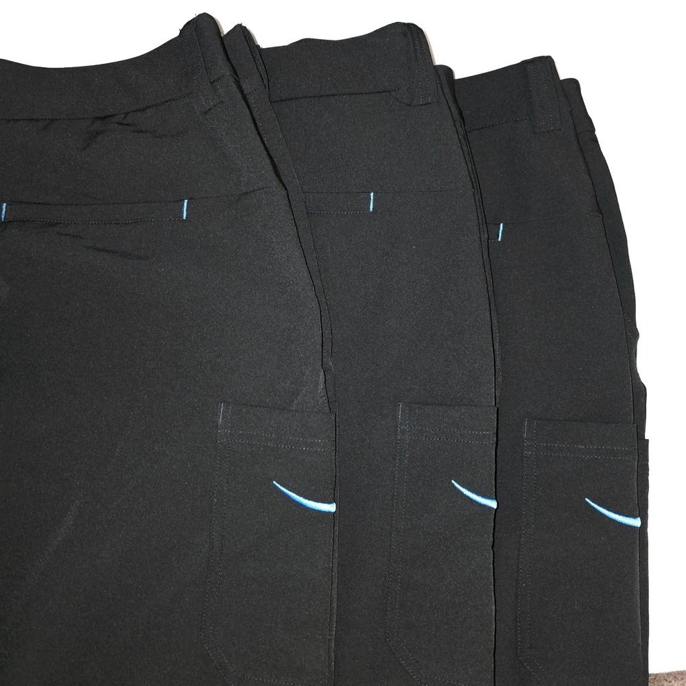Lot Of 3 Amazon Luly Yang Men Black Cargo Pants Stretch Straight Sz Large 36X33‎